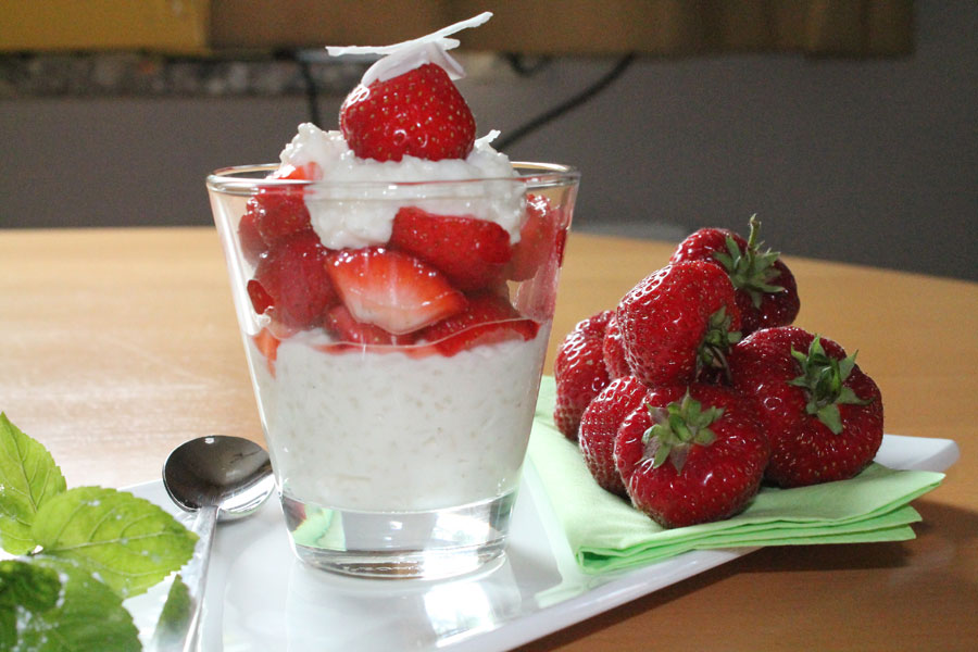 Milchreis mit frischen Erdbeeren - Mein Dessert Rezept