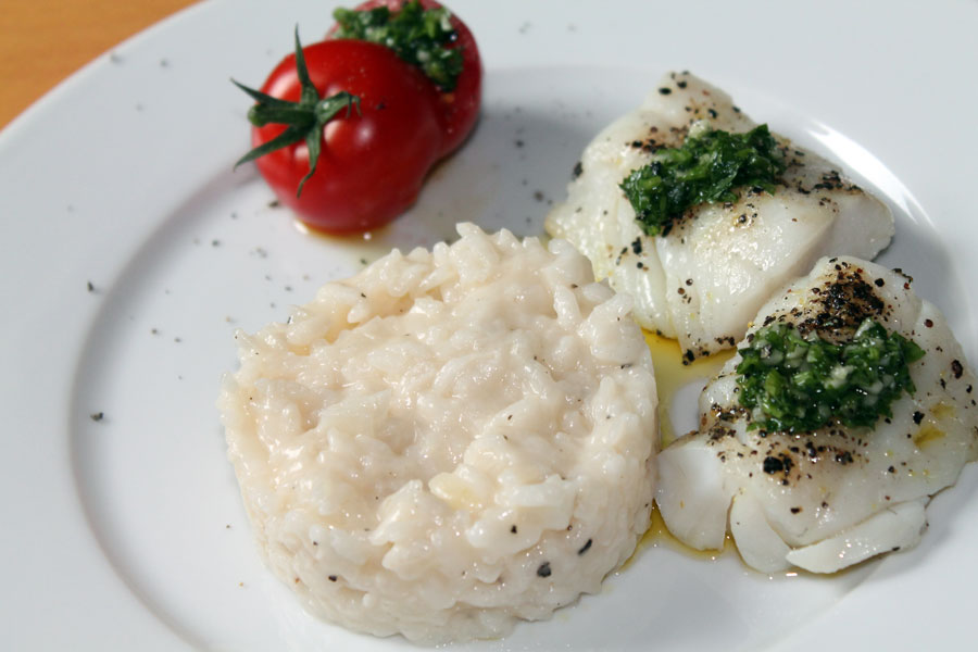 Kabeljaufilet mit Risotto