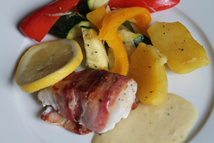 Zander im Speckmantel